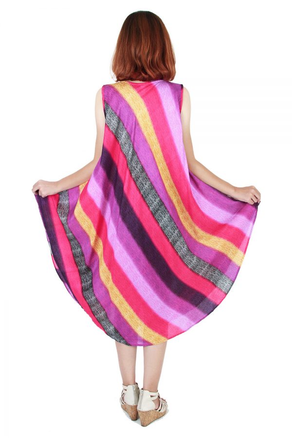 Rainbow Bohemian Casual Beach Sundress Round Size XS-XXL up to 2X bw176-4843