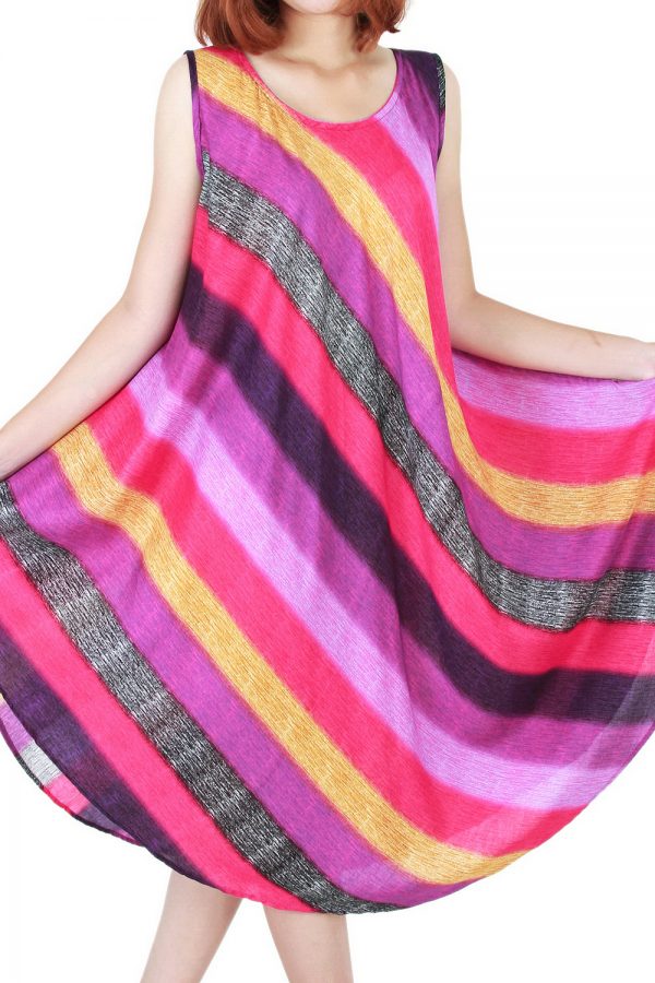 Rainbow Bohemian Casual Beach Sundress Round Size XS-XXL up to 2X bw176-4846