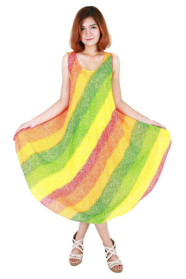 Rainbow Bohemian Casual Beach Sundress Round Size XS-XXL up to 2X bw182-4818