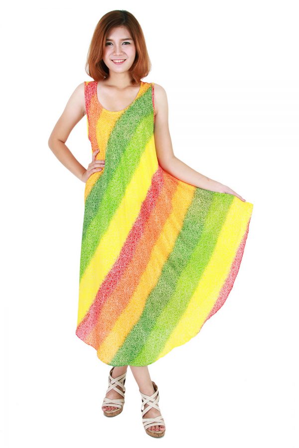 Rainbow Bohemian Casual Beach Sundress Round Size XS-XXL up to 2X bw182-4819