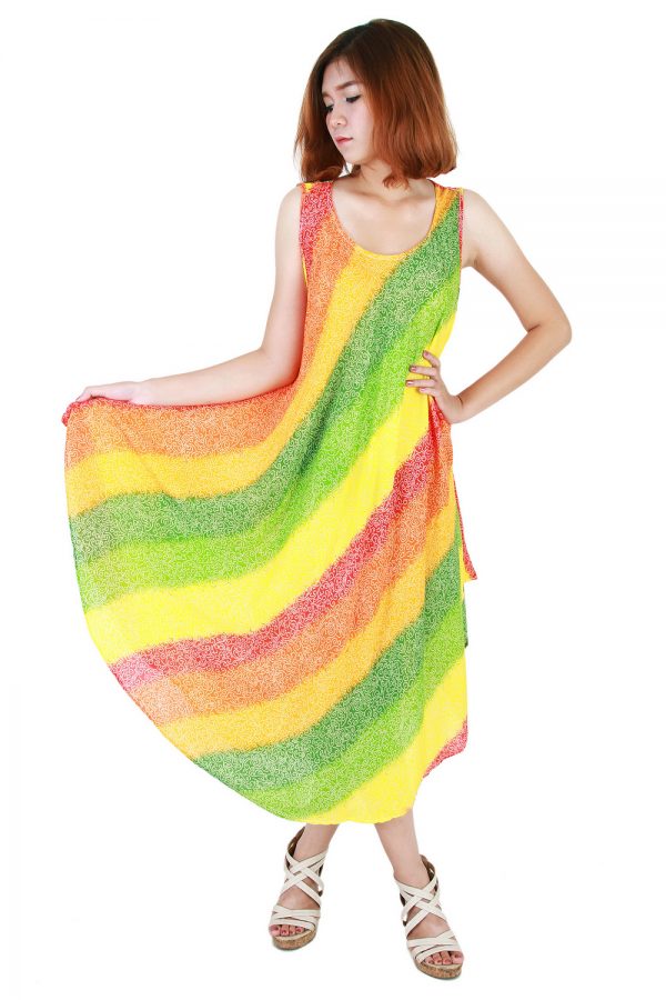 Rainbow Bohemian Casual Beach Sundress Round Size XS-XXL up to 2X bw182-4821