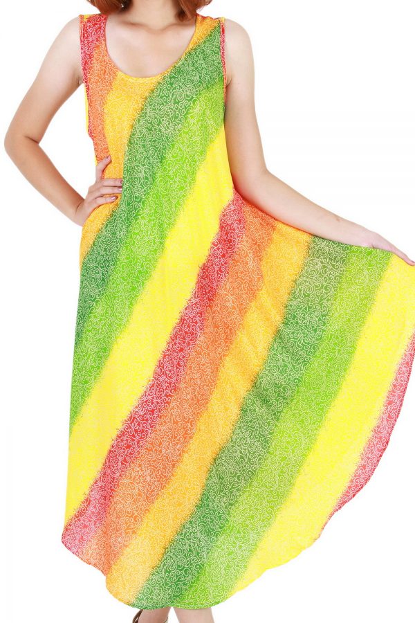 Rainbow Bohemian Casual Beach Sundress Round Size XS-XXL up to 2X bw182-4826