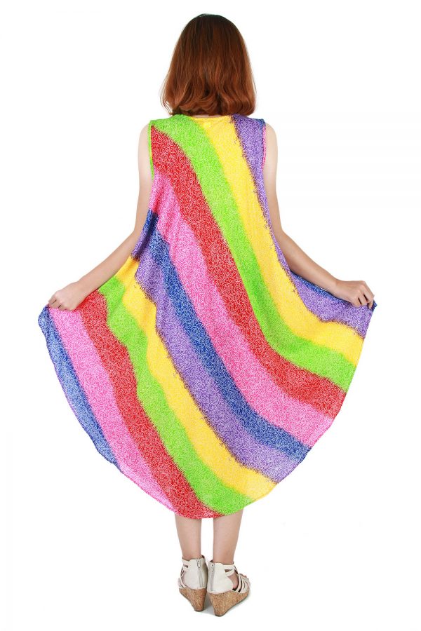 Rainbow Bohemian Casual Beach Sundress Round Size XS-XXL up to 2X bw183-4812