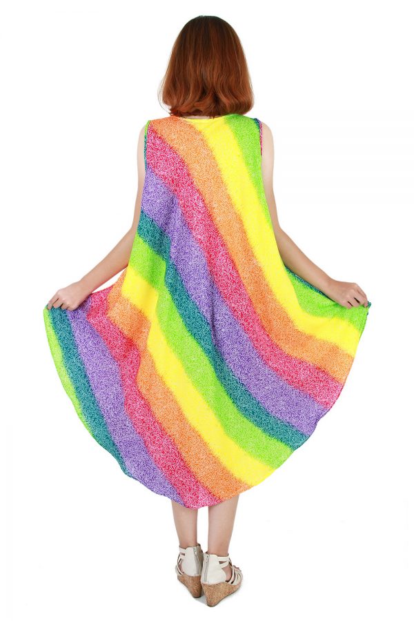 Rainbow Bohemian Casual Beach Sundress Round Size XS-XXL up to 2X bw184-4802