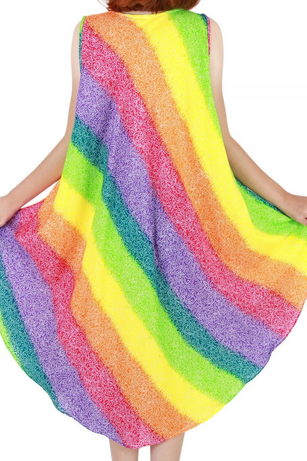 Rainbow Bohemian Casual Beach Sundress Round Size XS-XXL up to 2X bw184-4804