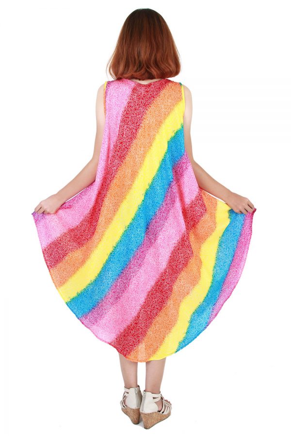 Rainbow Bohemian Casual Beach Sundress Round Size XS-XXL up to 2X bw185-4792