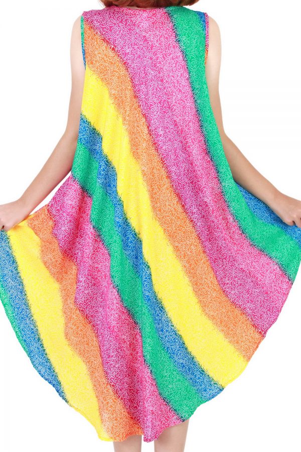 Rainbow Bohemian Casual Beach Sundress Round Size XS-XXL up to 2X bw186-4785