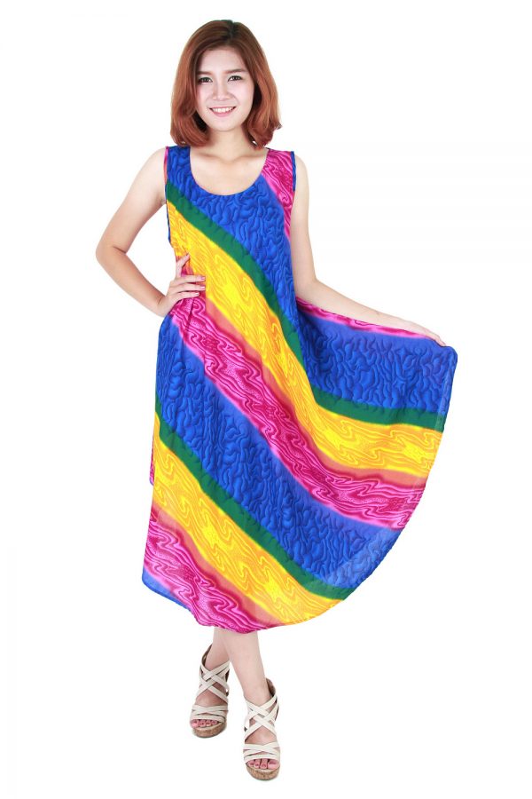 Rainbow Bohemian Casual Beach Sundress Round Size XS-XXL up to 2X bw191-4769