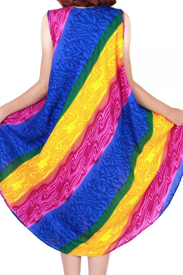 Rainbow Bohemian Casual Beach Sundress Round Size XS-XXL up to 2X bw191-4774
