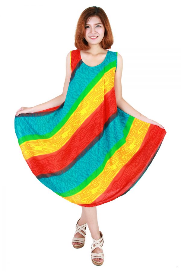 Rainbow Bohemian Casual Beach Sundress Round Size XS-XXL up to 2X bw192-4759