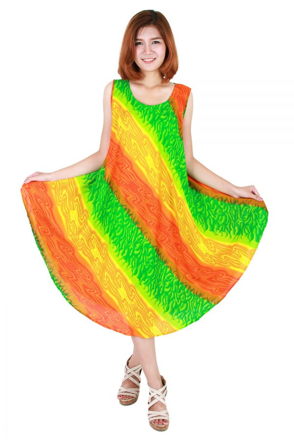 Rainbow Bohemian Casual Beach Sundress Round Size XS-XXL up to 2X bw193-4749