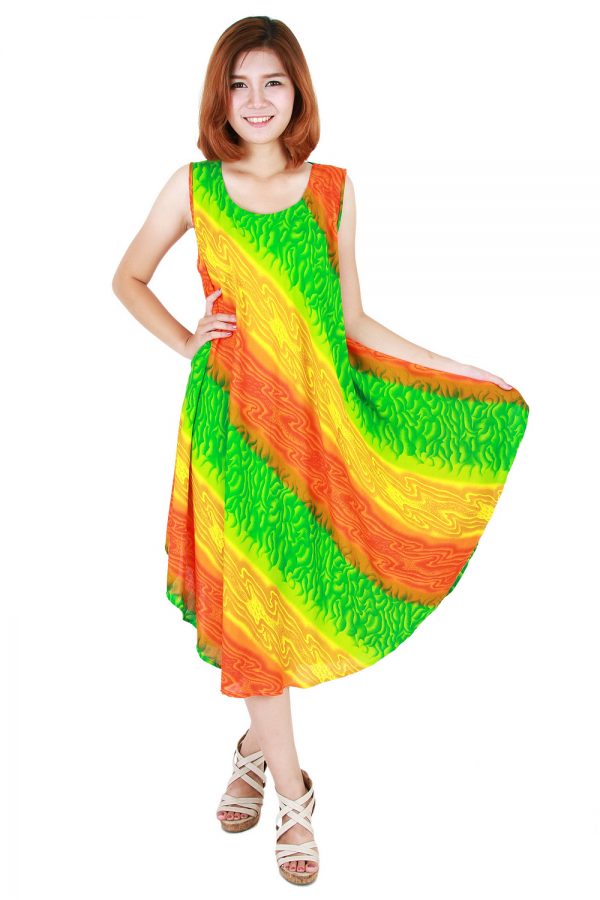 Rainbow Bohemian Casual Beach Sundress Round Size XS-XXL up to 2X bw193-4748