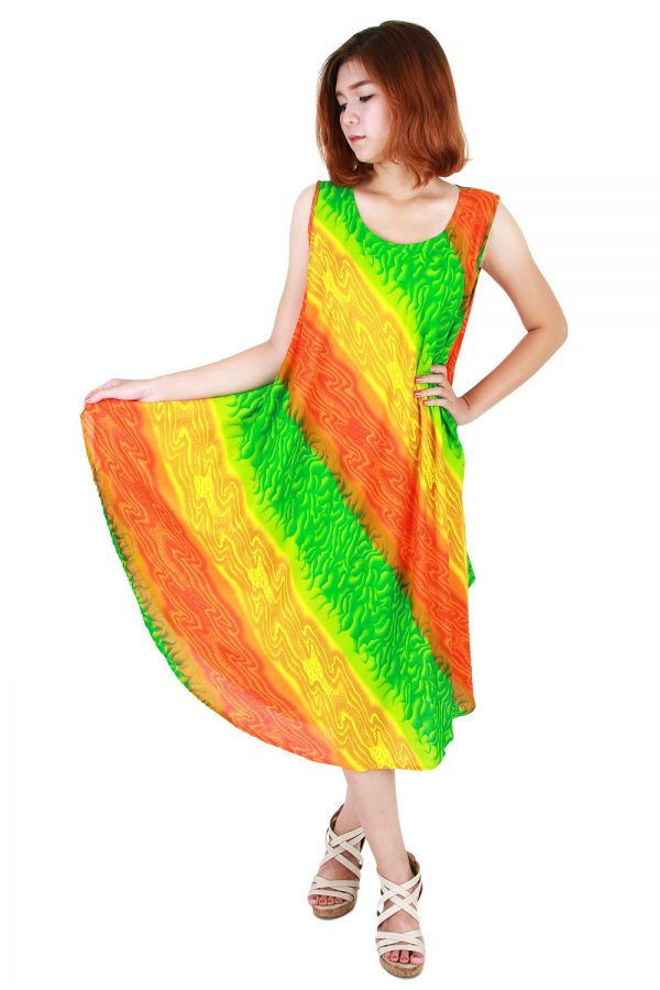 Rainbow Bohemian Casual Beach Sundress Round Size XS-XXL up to 2X bw193-4751