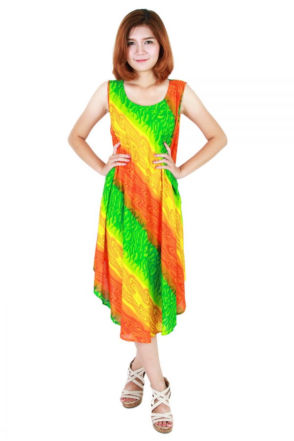 Rainbow Bohemian Casual Beach Sundress Round Size XS-XXL up to 2X bw193-4750