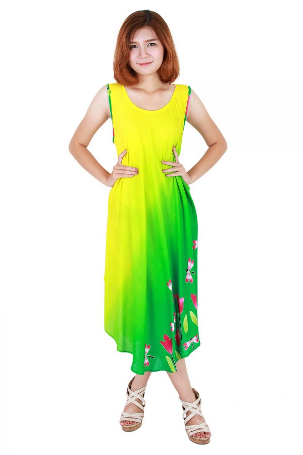 Floral Bohemian Casual Beach Sundress Round Size XS-XXL up to 2X Green bw20t-4691