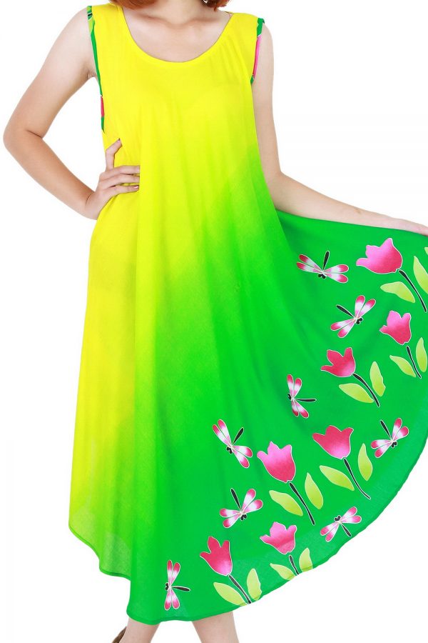 Floral Bohemian Casual Beach Sundress Round Size XS-XXL up to 2X Green bw20t-4696