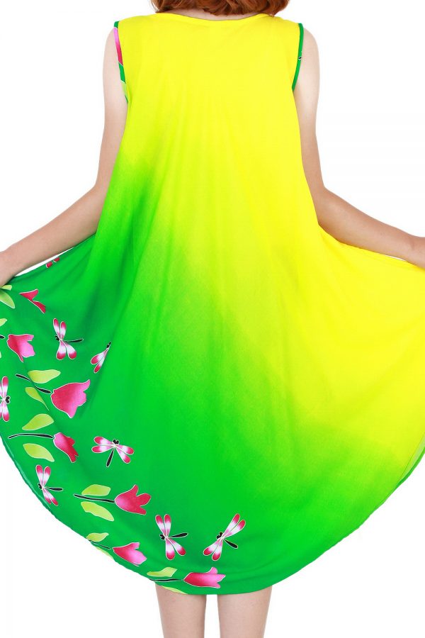 Floral Bohemian Casual Beach Sundress Round Size XS-XXL up to 2X Green bw20t-4694