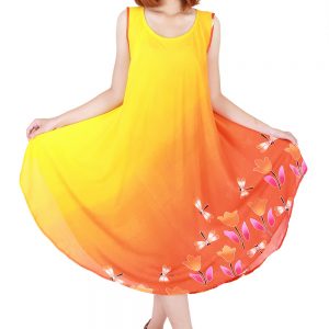 Floral Bohemian Casual Beach Sundress Round Size XS-XXL up to 2X Orange bw20o-4698