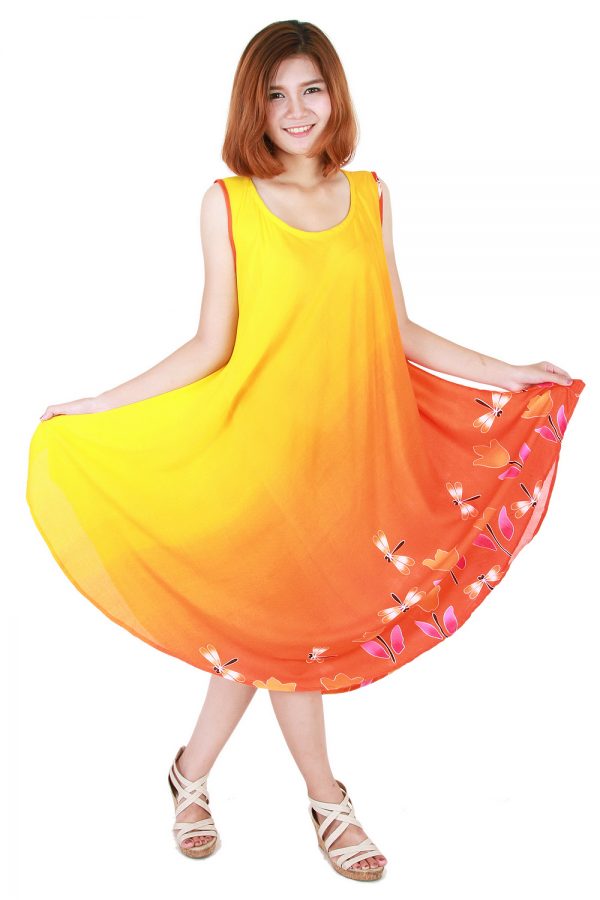 Floral Bohemian Casual Beach Sundress Round Size XS-XXL up to 2X Orange bw20o-4703