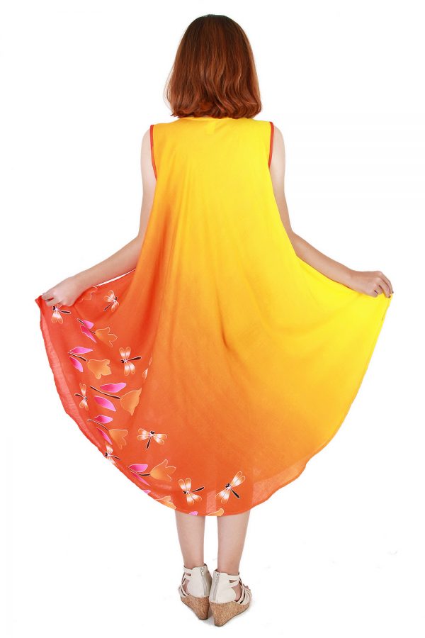 Floral Bohemian Casual Beach Sundress Round Size XS-XXL up to 2X Orange bw20o-4702