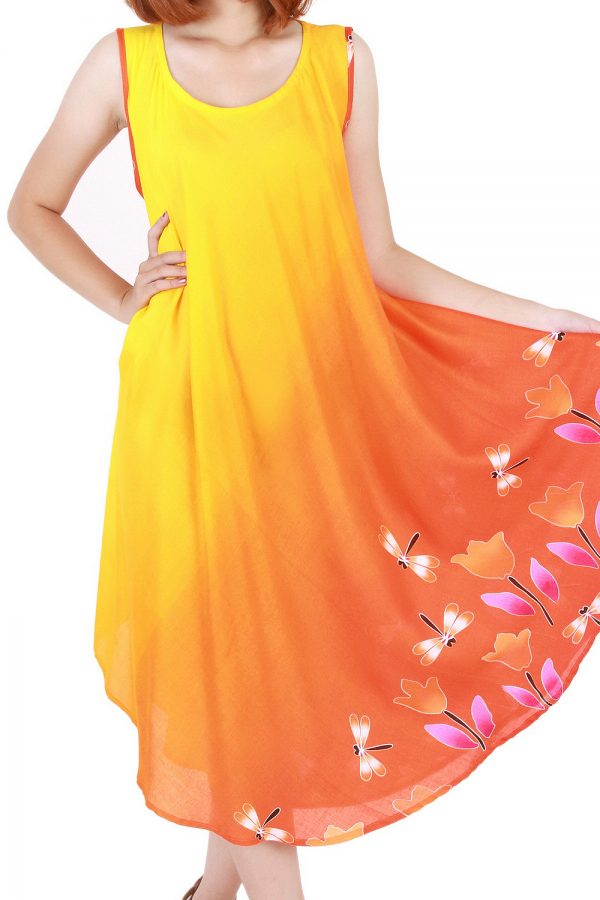 Floral Bohemian Casual Beach Sundress Round Size XS-XXL up to 2X Orange bw20o-4704