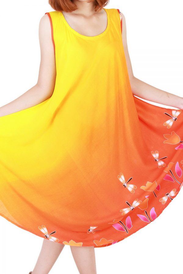 Floral Bohemian Casual Beach Sundress Round Size XS-XXL up to 2X Orange bw20o-4706