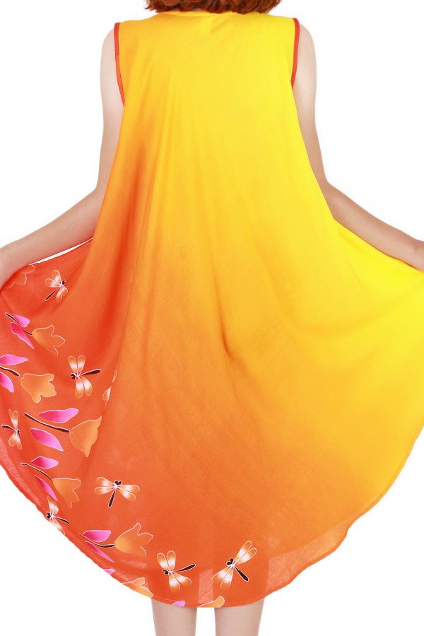 Floral Bohemian Casual Beach Sundress Round Size XS-XXL up to 2X Orange bw20o-4705