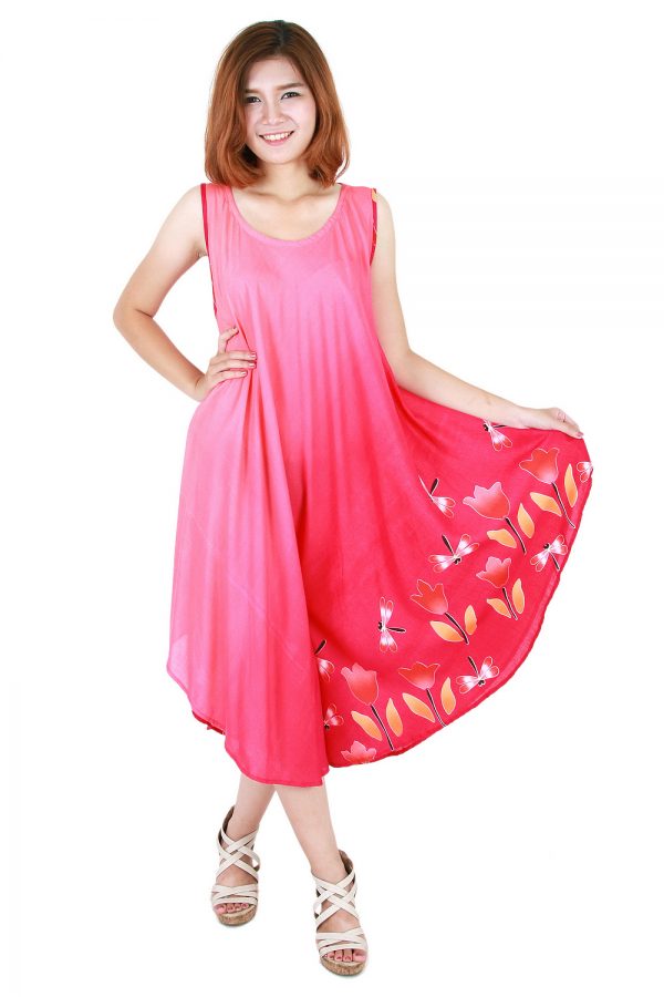 Floral Bohemian Casual Beach Sundress Round Size XS-XXL up to 2X Pink bw20p-4709