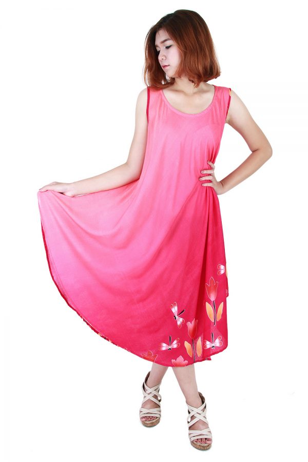 Floral Bohemian Casual Beach Sundress Round Size XS-XXL up to 2X Pink bw20p-4710