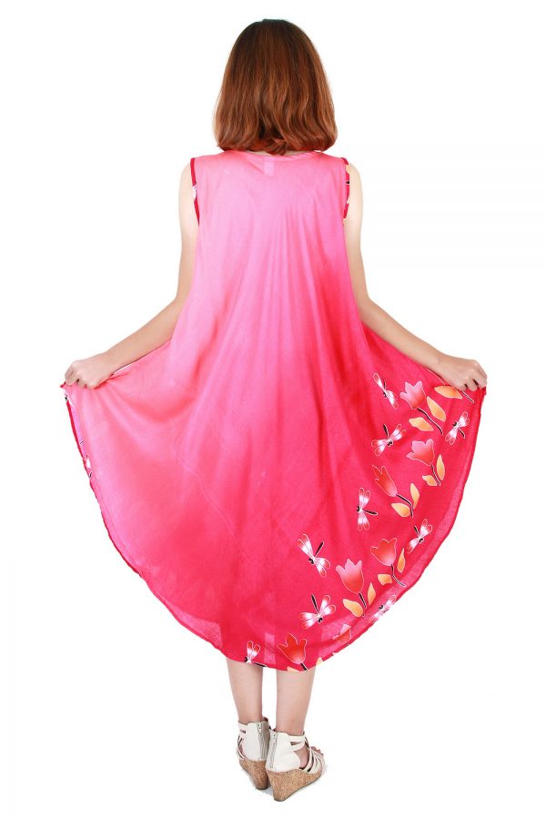 Floral Bohemian Casual Beach Sundress Round Size XS-XXL up to 2X Pink bw20p-4712