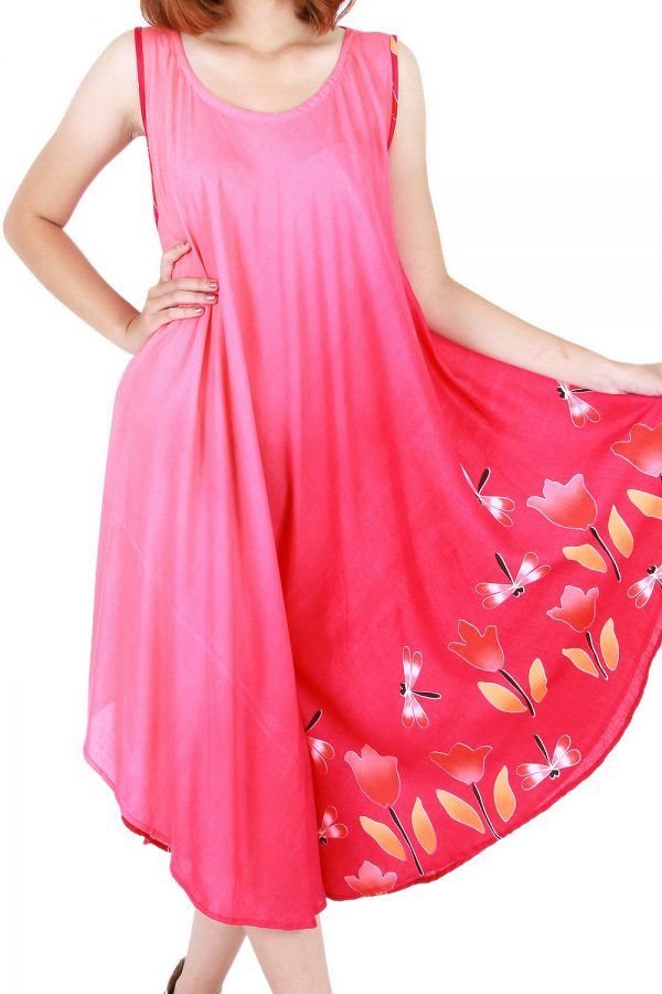 Floral Bohemian Casual Beach Sundress Round Size XS-XXL up to 2X Pink bw20p-4716