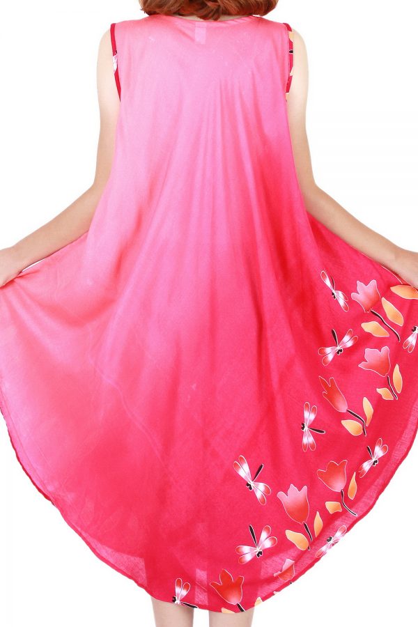 Floral Bohemian Casual Beach Sundress Round Size XS-XXL up to 2X Pink bw20p-4715