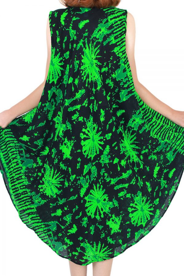 Art Bohemian Casual Beach Sundress Round Size XS-XXL up to 2X Green bw21t-4654