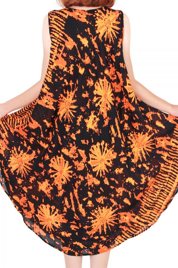 Art Bohemian Casual Beach Sundress Round Size XS-XXL up to 2X Orange bw21o-4647