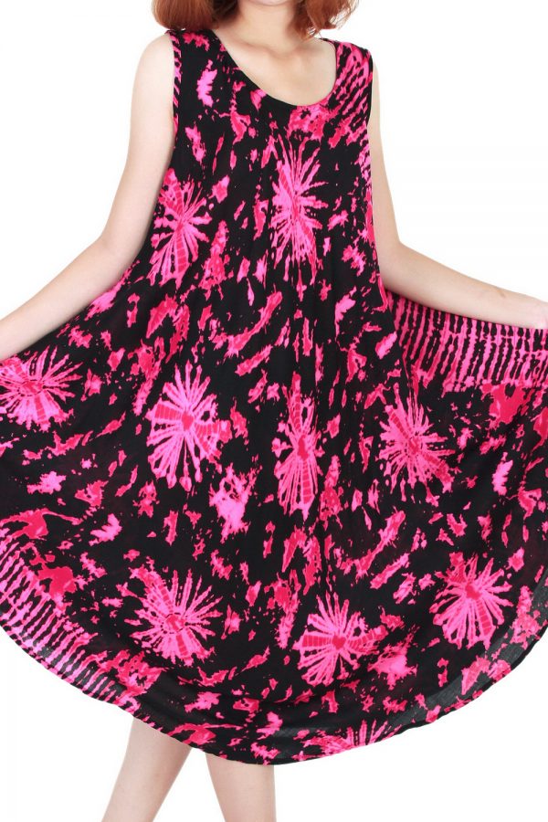 Art Bohemian Casual Beach Sundress Round Size XS-XXL up to 2X Pink bw21p-4625