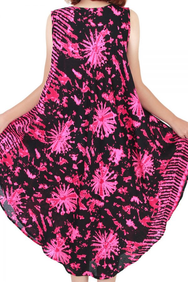 Art Bohemian Casual Beach Sundress Round Size XS-XXL up to 2X Pink bw21p-4626