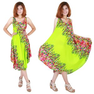 Floral Bohemian Casual Beach Sundress Round Size XS-XXL up to 2X Green bw13t-0