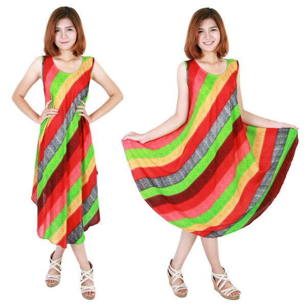 Rainbow Bohemian Casual Beach Sundress Round Size XS-XXL up to 2X bw175-0