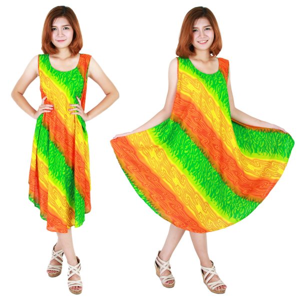 Rainbow Bohemian Casual Beach Sundress Round Size XS-XXL up to 2X bw193-0