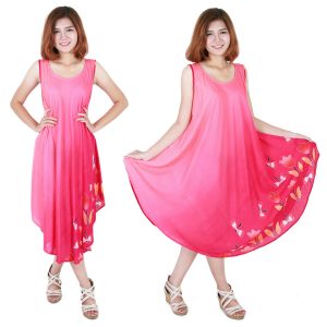 Floral Bohemian Casual Beach Sundress Round Size XS-XXL up to 2X Pink bw20p-0