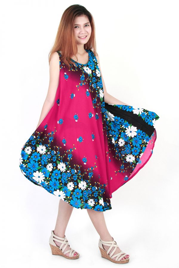 Floral Bohemian Casual Beach Sundress Round Size XS-XXL up to 2X Pink bw04p-5375