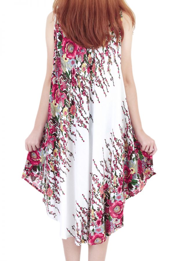 Floral Bohemian Casual Beach Sundress Round Size XS-XXL up to 2X White bw05w-7589