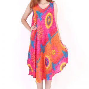 Fashion Bohemian Casual Beach Sundress Round Size XS-XXL up to 2X Orange bw02o-5450