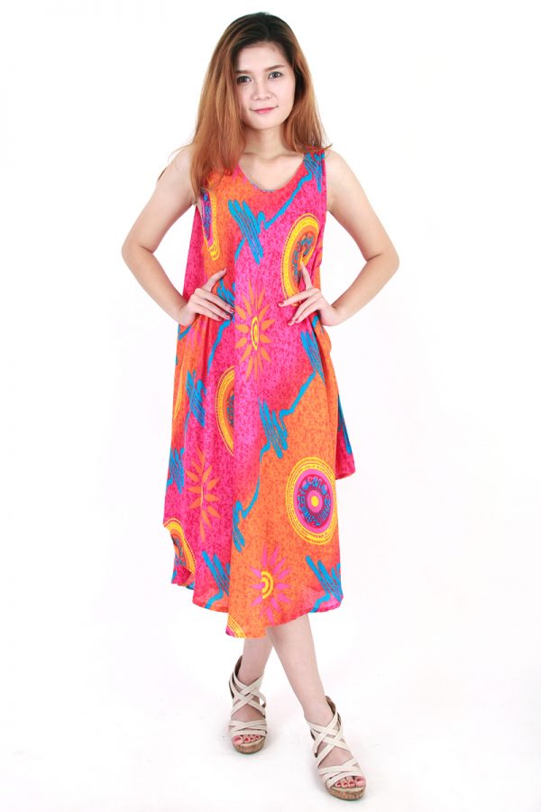 Fashion Bohemian Casual Beach Sundress Round Size XS-XXL up to 2X Orange bw02o-5451
