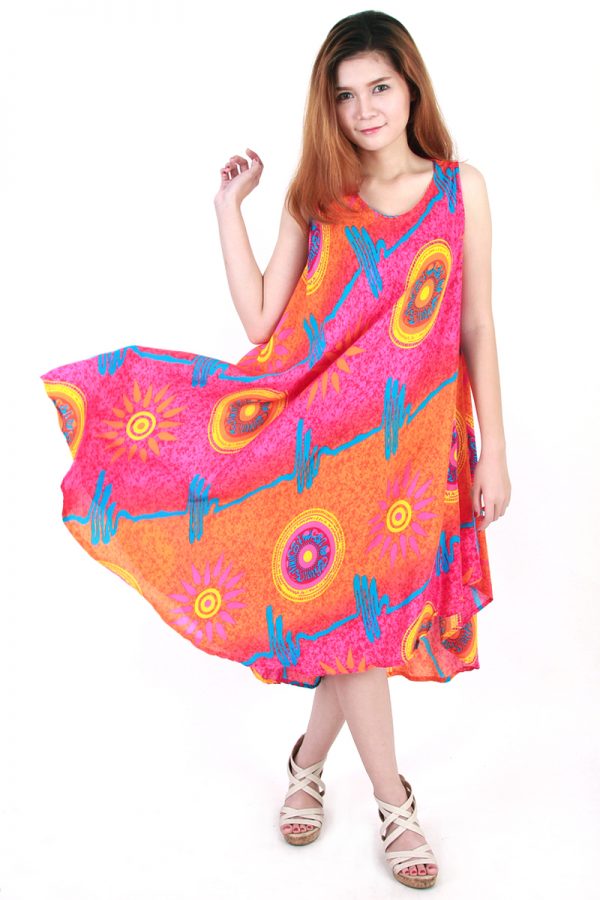 Fashion Bohemian Casual Beach Sundress Round Size XS-XXL up to 2X Orange bw02o-5453