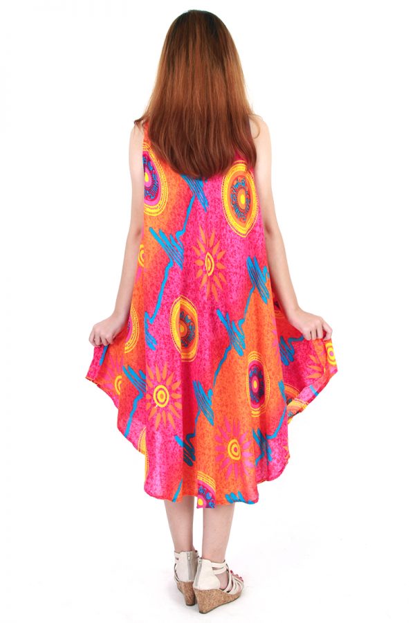 Fashion Bohemian Casual Beach Sundress Round Size XS-XXL up to 2X Orange bw02o-5455