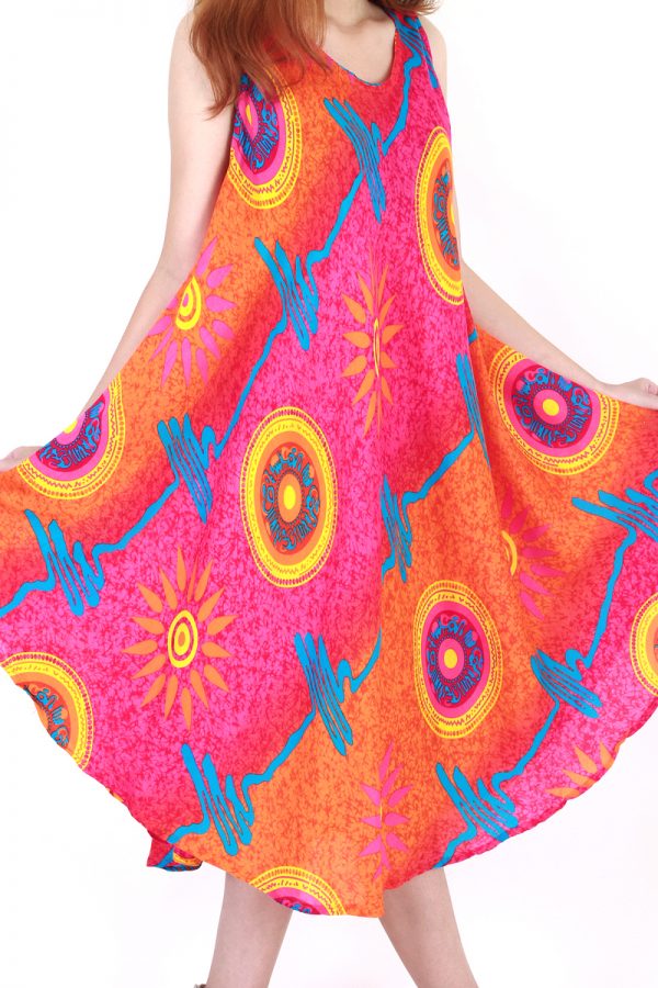 Fashion Bohemian Casual Beach Sundress Round Size XS-XXL up to 2X Orange bw02o-5456