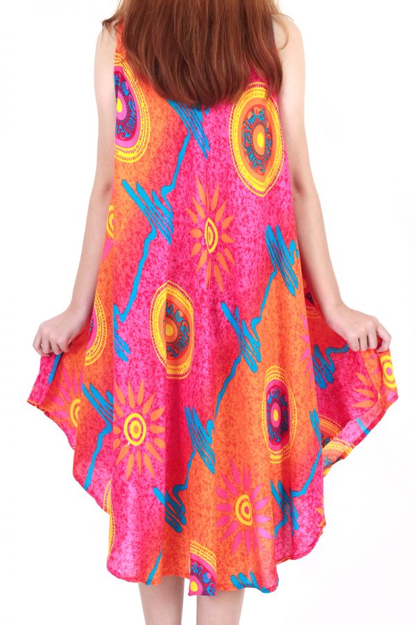 Fashion Bohemian Casual Beach Sundress Round Size XS-XXL up to 2X Orange bw02o-5457