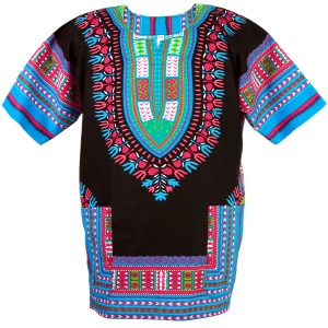 African Dashiki Mexican Poncho Hippie Tribal Ethic Boho Shirt Black ad13c-0
