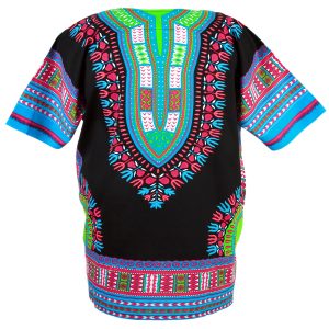 African Dashiki Mexican Poncho Hippie Tribal Ethic Boho Shirt Black ad13c-6875
